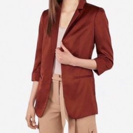Express Jackets amp Coats Express Columnist Open Front Boyfriend Blazer Havana Brown Poshmark at Poshmark