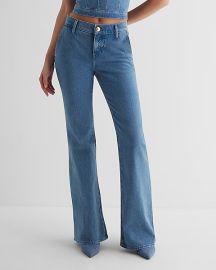 Express Mid Rise Light Wash 70s Flare Jeans at Express