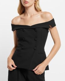 Express Off The Shoulder Double Breasted Structured Top at Express