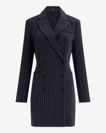 Express Pinstripe Double Breasted Long Sleeve Mini Blazer Dress at Express