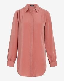Express Pleated Shoulder Relaxed Tunic Portofino Shirt at Express