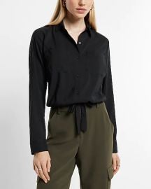 Express Relaxed Cinched Tie Bottom Portofino Shirt at Express