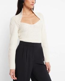 Express Ribbed Scoop Neck Long Sleeve Sweater in Swan at Express