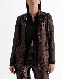 Express Sequin Open Front Boyfriend Blazer at Express