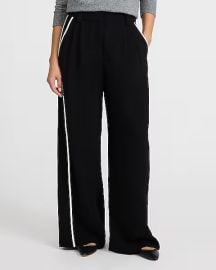 Express Signature Crepe Piped High Waisted Relaxed Trouser at Express