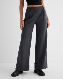 Express Stylist High Waisted Luxe Lounge Cuffed Wide Leg Pant at Express