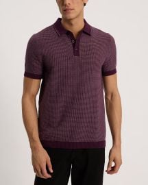 Express Textured Tipped Cotton Short Sleeve Sweater Polo at Express
