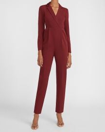 Express Twill Long Sleeve Blazer Jumpsuit at Express