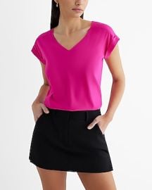 Express V Neck Short Cuff Sleeve Gramercy Tee at Express