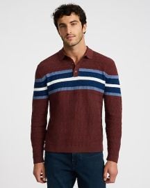 Express Varsity Striped Textured Knit Sweater Polo at Express
