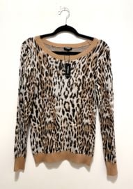 Express Womens Animal Print Cheetah Crew Neck Pullover Sweater S Brown eBay at eBay