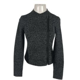 Express Womens Motorcycle Jacket Gray Leopard Stretch Long Sleeves Zip Up Coat S eBay at eBay