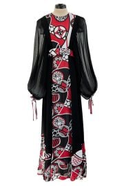 Extraordinary 1969 Thea Porter Black Silk Chiffon Dress w Red Print amp Shrimpton Couture at Shrimpton Couture