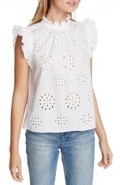 Eyelet Flutter Sleeve Top at Nordstrom