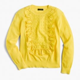 Eyelet sweater in summerweight cotton yellow at J. Crew