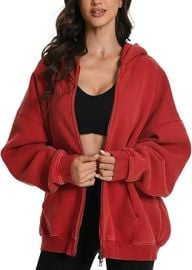 FAIABLE Mens Womens Double Zip Up Hoodie Oversized Acid Wash Heavyweight Fleece Cotton Zipper Hoodie Vintage at Amazon