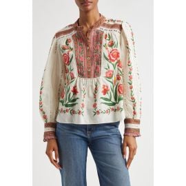 FARM Rio Ainika Floral Embroidered Shirt at Nordstrom