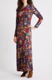FARM Rio Artsy Surreal Long Sleeve Floral Jersey Dress at Nordstrom