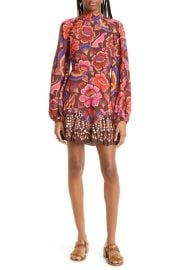 FARM Rio Bright Flora Long Sleeve Pleated Dress at Nordstrom