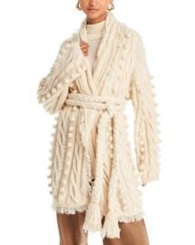 FARM Rio Cable Knit Belted Cardigan Sweater Bloomingdales at Bloomingdales