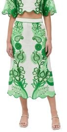 FARM Rio Color Festival Green Midi Skirt COLOR FESTIVAL GREEN XS at Shopbop