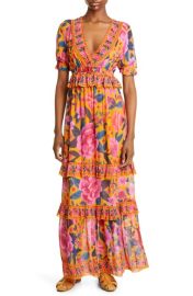 FARM Rio Floral Dream Short Sleeve Maxi Dress at Nordstrom