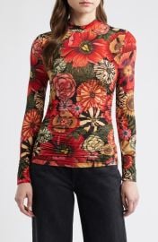 FARM Rio Flowershop Long Sleeve Mock Neck Jersey Top at Nordstrom