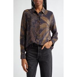 FARM Rio Golden Foliage Button-Up Pajama Shirt at Nordstrom