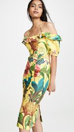 FARM Rio Golden Jungle Linen Midi Dress at Shopbop