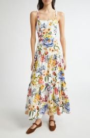 FARM Rio Greek Garden Tiered Linen Blend Maxi Dress at Nordstrom