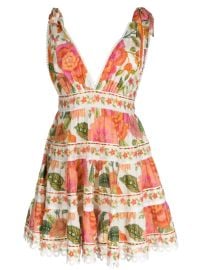 FARM Rio Macaw Bloom Sleeveless Tiered Minidress - at Farfetch