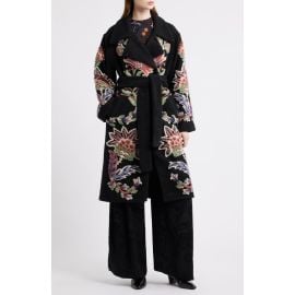FARM Rio Marvelous Garden Embroidered Floral Fleece Coat at Nordstrom