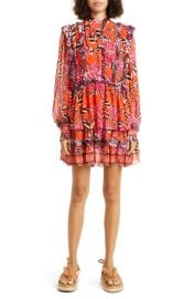 FARM Rio Mixed Floral Ruffle Long Sleeve Dress at Nordstrom