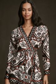 FARM Rio Passion Scarf Print Long Sleeve Wrap Minidress at Anthropologie