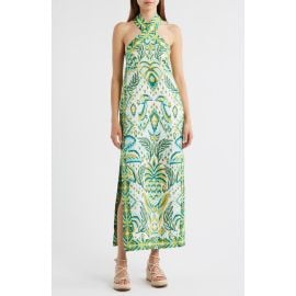 FARM Rio Tropical Tapestry Halter Linen Maxi Sundress at Nordstrom