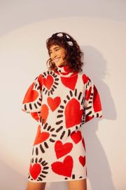 FARM Rio White Hearts Sweater Dress at THE YES