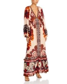 FARM Rio Winter Tapestry Plunging Neck Maxi Dress Bloomingdales at Bloomingdales