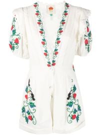 FARM Rio embroidered-design V-neck Playsuit - at Farfetch