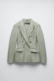 FAUX LEATHER DOUBLE BREASTED BLAZER - Sea green   United States at Zara