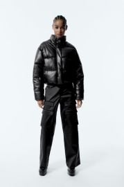 FAUX LEATHER PUFFER JACKET - Black United States at Zara