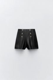 FAUX LEATHER SHORTS WITH BUTTONS - Black   United States at Zara