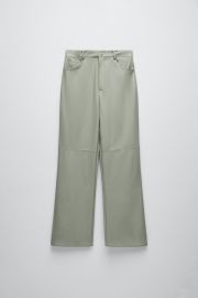 FAUX LEATHER STRAIGHT LEG PANTS - Sea green   United States at Zara