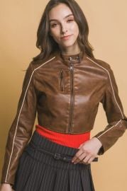 FAUX LEATHER ZIPPER MOTO JACKET Bella Chica at Bella Chica