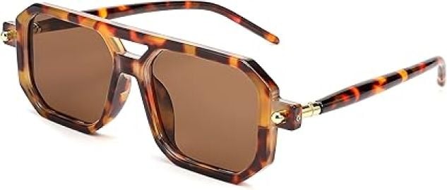 FEISEDY Vintage Square Sunglasses Women Men Classic Retro Stylish Frame UV400 Sunglasses B2622+B2291 Leopard at Amazon