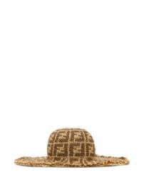 FENDI FF-pattern Fringed Raffia Hat Neutrals at Farfetch