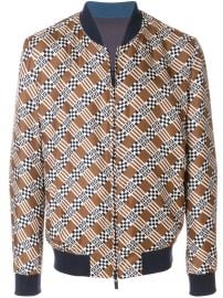 FENDI GEOMETRIC PRINT BOMBER JACKET - BROWN at Farfetch