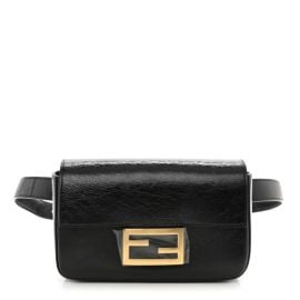 FENDI Glossy Lambskin Hip Belt Baguette Bag Black 1104794 FASHIONPHILE at Fashionphile