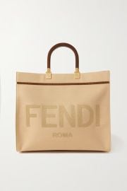 FENDI Sunshine medium leather-trimmed embroidered canvas tote NET-A-PORTER US at Net a Porter