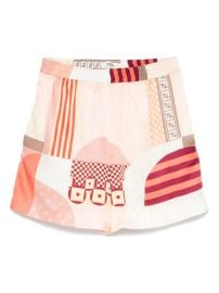 FENDI patchwork-print Silk Shorts | Pink | FARFETCH at Farfetch