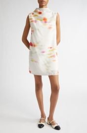 FERRAGAMO Funnel Neck Silk Organza Reversible Minidress at Nordstrom